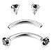 FIBO STEEL 5Pcs Stainless Steel 16G 10MM Bar Length Curved Barbell Eyebrow Piercing Jewelry