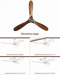 Sofucor 60'' Ceiling Fan No Light,3 Blade Ceiling