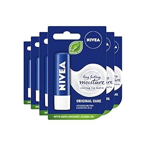 NIVEA-Lip-Balm-Original-Care-Pack-of-6-6-x-48g-Protective-Lip-Moisturiser-with-Shea-Butter-and-Natural-Oils-Caring-Lip-Balm-for-24h-Moisture-Care-Lip-Care-with-Melt-In-Formula NIVEA Lip Balm Original Care Pack of 6 (6 x 4.8g) Protective Lip Moisturiser with Shea Butter and Natural Oils, Caring…