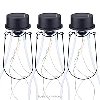 Merrybay Solar Wine Bottle Lights Kit with Twinkling Fairy Micro Amber LED, Fairy Mini String Bottle Lights for DIY Garden Party Christmas Halloween (Bottle Not Included),3 Pack