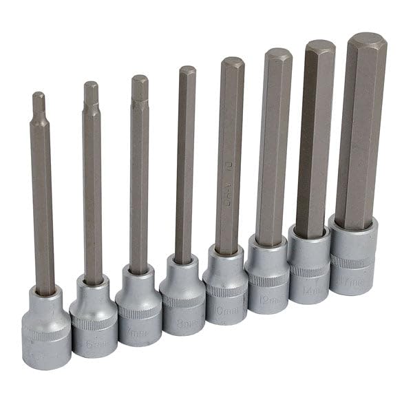 Neilsen CT1275 8pc 1/2in.Dr Hex Bit Set - Sizes : 5, 6, 7, 8, 10, 12, 14, 17mm | 140mm Long