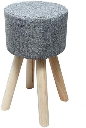 Wembley Stool Pouffe Ottoman Wood Small Step Stools with Removable & Washable Cover (20 Inch, Grey)