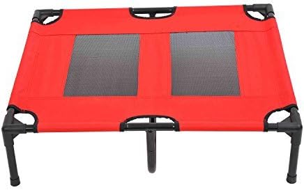 Tenive Elevated Cooling Mesh Pet Bed Pet Dog Cot Sleeping Bed, 36" x 30" (Red)