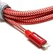 Tera Grand Apple MFi Certified - Lightning to USB Braided Cable with Aluminum Housing 10 ft. Red and Gold