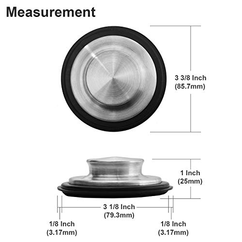 3 3/8 inch (8.57Cm) - Kitchen Sink Stopper Stainless Steel Garbage Disposal Plug Fits Standard Kitchen Drain size of 3 ½ Inch (3.5 Inch) Diameter