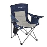 PELLIOT Portable Camping Chair Heavy Duty Lumbar Back Supports 300 lbs, Padded Hard Arm Folding Camp Beach Chair with Cup Holder