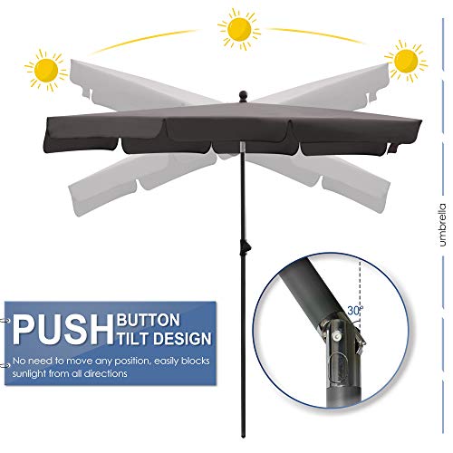 BelleMax Sonnenschirm Balkon Rechteckig 200 x 125 cm Anthrazit Rechteckiger Sonnenschirm mit Schutzhülle Neigungswinkel & Höhe verstellbar Balkonschirm Gartenschirm Terrassenschirm Sonnenschutz UV50+ – Bild 4