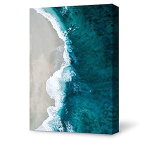 Canvas Wall Art Modern Blue Ocean and White Beach Home Decor Canvas Painting Wall Decoration for Bedroom Living Room - 12x18 inches