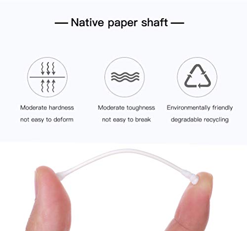 Lameila 200pcs Thin Shaft Cotton Swabs for Baby Ear Nose Clean 100% Cotton Double Tipped White Natural Paper Sticks Multipurpose Cotton Buds Cleaning Sterile Sticks