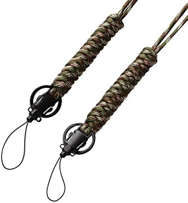 HLHRainbow Paracord Neck Lanyard Keychain with Quick Release Buckle,Metal Ring and Quick Adjustable Button for Keys,Phone,Camera,ID Holders,etc