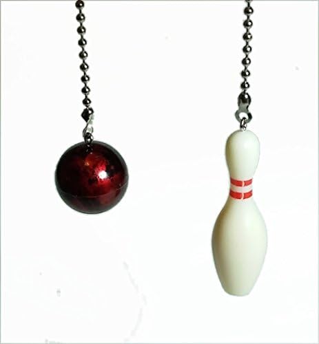Bowling Ball &amp; Pin Ceiling Fan Pull Set by Wooden Androyd Studio (Red)