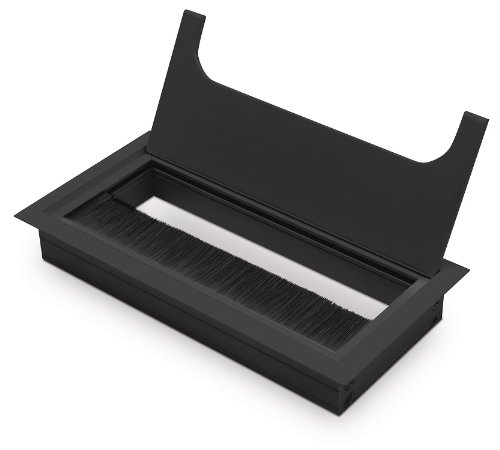 GTV Square Black Cable Hole Tidy - 80x160mm