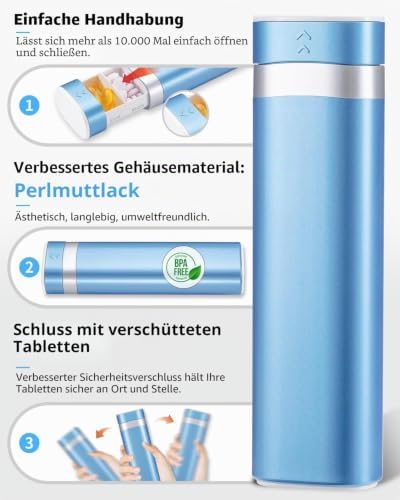 Tablettenbox 7 Tage, BPA Frei Pillendose Klein Für Unterwegs