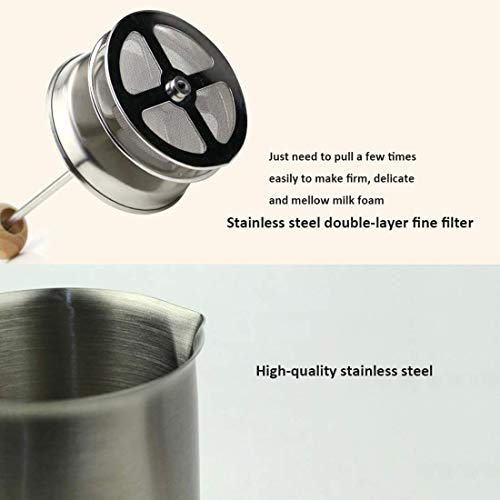 Elektrischer Schneebesen, manuell betriebener Milchaufschäumer, Handpumpen-Milchschaumhersteller aus Edelstahl, Tasse… – Bild 6