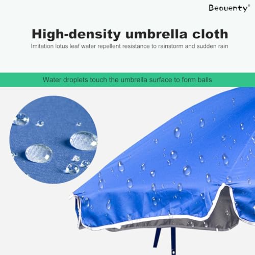 Beauenty 2M Patio Umbrella UV Protection Waterproof Outdoor Beach Umbrella, Adjustable Height Portable Sunshade Umbrella for Garden, Camping, Deck, Yard, Pool