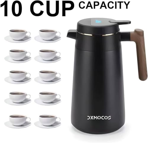 1680ML Stainless Steel Vacuum Flask Thermal Insulated Jug – Double-Walled Coffee Carafe Tea Water Pot with Temperature Display, Black