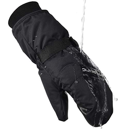 VBG VBIGER Ski Mittens Warm Winter Mittens Waterproof Ski Gloves Snow Snowboard Gloves Black Cold Weather Mittens for Women Men (Large, Black)