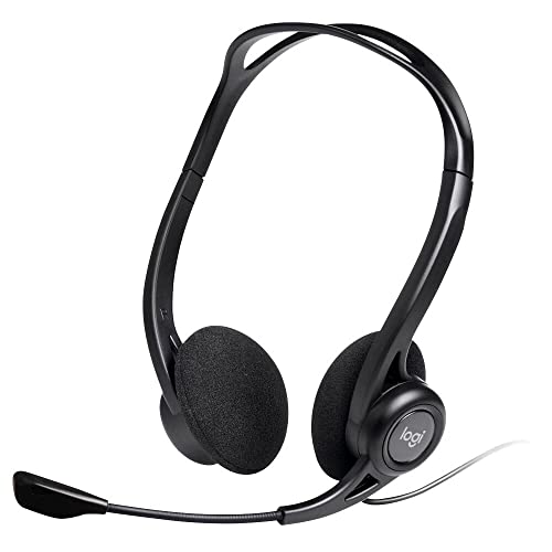 Logitech PC960 Cuffie Cablate per Computer, Cuffie Stereo con Microfono, Cancellazione di Rumore, ‎USB, Leggere, Controlli Sul Cavo, PC/Mac/Laptop, Nero