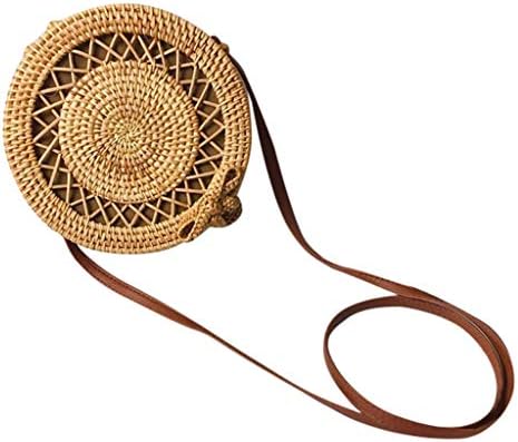 Circle Handwoven Bali Round Retro Rattan Straw Beach Bag Crossbody Bag Handbag