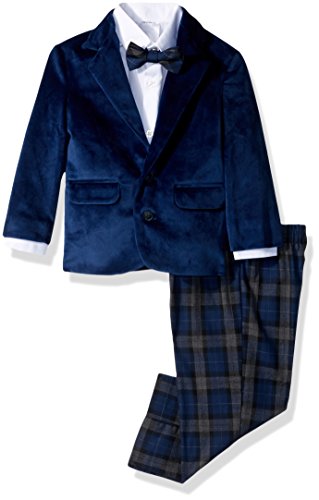 Nautica Boys' Suit Set with Jacket, Pant, Shirt, and Tie, Dark Blue Velvet, 18M