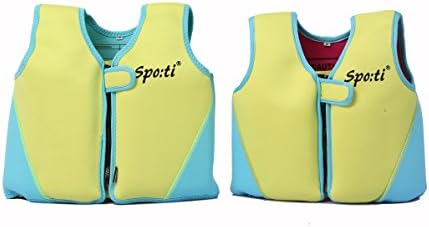 Genwiss Fish Child Swim Vest Inflatable Kids Life Jacket Yellow (Medium :28-38 lbs/3-4 years)