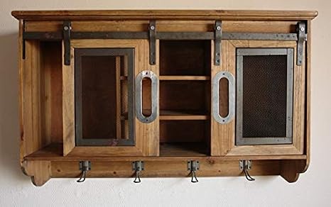Wandschrank Schiebeturen Vintage Holz Draht Amazon De Kuche