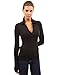 PattyBoutik Women V Neck Long Sleeve Polo Shirt (Black Large)