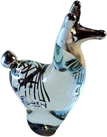 Peruvian Transperant Blown Glass 9.90 Silver Leaf Llama Figurine (Small) By Artist Luis Seclen. Beautiful Original Handmade Artwork. Imported From Peru, Shipped From Florida