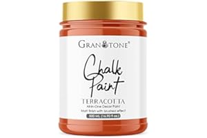 GRANOTONE Chalk Paint for Furniture, Matt-Finish Water-Based Acrylic Paint for Wood, Walls, Metal, Glass, Paper, Fabric Canvas, Maximum Coverage Chalk Paint for Kids & Adults, 500 Ml (TERRACOTTA)