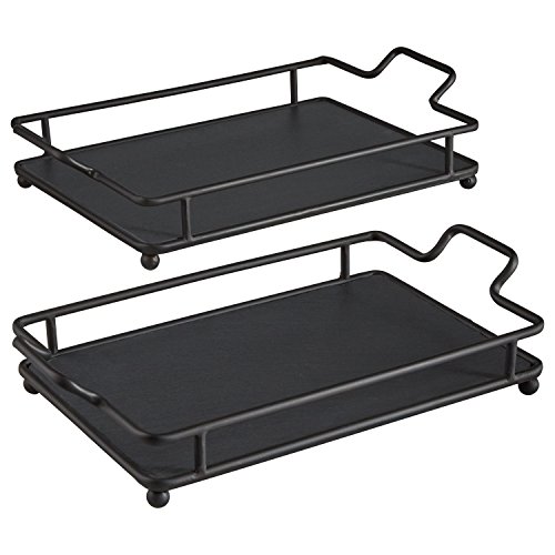 Amazon-Brand--Rivet-Contemporary-Decorative-Large-and-Small-Metal-Tray-Set-Pack-of-2-Black