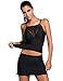 LookbookStore Women's Sexy Black Lace Two-Piece Swimsuits Tankini Skirtini Set