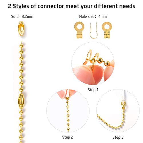 Pull Chain with 35.4 inches Extension, Kinghouse 2 pcs 13.6 inches 3.2mm Beaded Ball Fan Pull Chain Set including Beaded and Pull Loop Connectors, ELegant Holiday Gift Set (Bronze) - Thumbnail 5