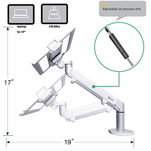 MPK Laptop Arm Mount for Desk,Adjustable Height Gas Spring Laptop Stand Clamp for Standing Desk