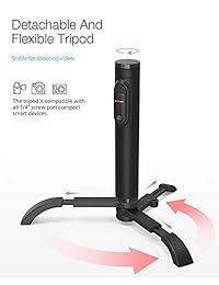 Selfie Stick Tripod, BlitzWolf Lightweight Aluminum All in One Extendable Phone Tripod Bluetooth Selfie Stick with Remote for iPhone Xs MAX XR XS X 8 8 Plus 7 7 Plus 6s 6, Galaxy S10 S9 S9 Plus, More