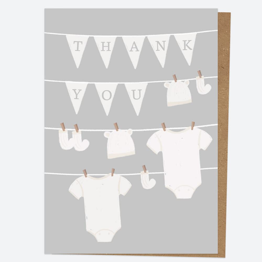 Ready to Write Thank You Open Out Cards - Dotty Washing Line - Pack of 10. Washing Line Thank You Card, Thank You Card, Washing Line, Cute, Colourful, Ready To Write Thank You. (11 0054)