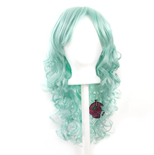 Megumi - Mint Green Wig 20'' Layered Super Curly Cut w/ Long Bangs