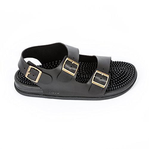 Revs Trek Massage Sandals for Men & Women. (Women US 12.5-13 / Men UK 11.5-12, Black) - Image 4