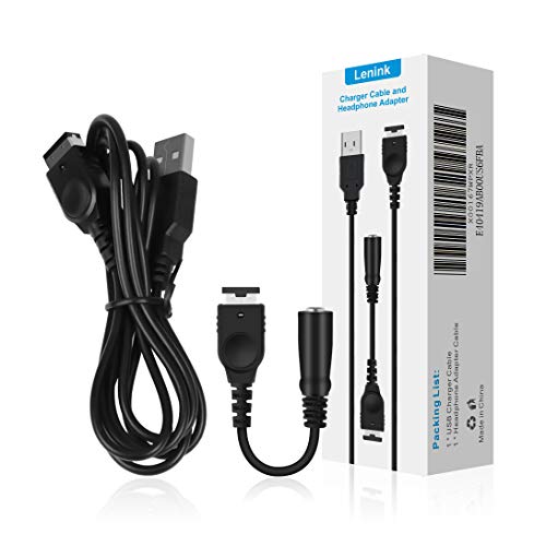Lenink USB Power Charger Cable and 3.5MM Headphone Earphone Jack Adapter Cord Cable Compatible with N DS Game boy Advance G BA SP
