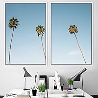 2 Piece Framed Canvas Wall Art Palm Tree Canvas Prints Home Artwork Decoration for Living Room,Bedroom - 16