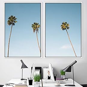 signwin 2 Piece Framed Canvas Wall Art Palm...