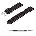 Benchmark Basics 18, 20, 22 & 24mm Black Silicone Rubber Dive Watch Band + Spring Bar Tool (Red Stitching)