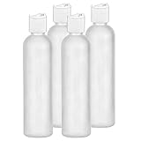 Moyo Natural Labs 4 oz toiletry bottle HDPE disc cap empty travel size container BPA Free Travel Bottle Made in USA Translucent White Travel Bottle 20-410 Neck Pack of 4