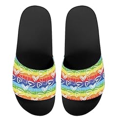 Howilath Heart Rainbow Stripes Comfortable Sandals