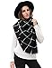Dimore Women Thick Warm Blanket Fringe Scarf Wrap Square Tartan Scarves Shawl Checked Pashmina Black/White