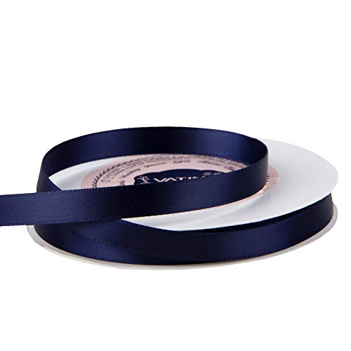 VATIN 3/8 inches Double Faced Navy Blue Polyester Satin Ribbon - 50 Yards for Gift Wrapping Ornament - //medicalbooks.filipinodoctors.org