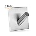 Heavy Duty Stainless Steel Wall Hooks 4 Pack - Our Self Adhesive Wall Hooks Are Extremely Strong Wall Hangers used as Bathroom & Kitchen Towel Hooks, Coat Closet, Bag or Hat Hooks Just Peel and Stick
