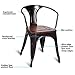 COSTWAY Dining Chairs Industrial Metal Stackable Armrest Chairs Bistro Metal Wood Stool Furniture, Set of 4 (Copper)