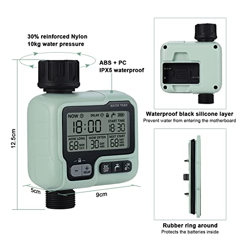 Johgee Garden Sprinkler Timer for Watering Garden Computer Watering IPX5 Automatic Water Timer Easy Control