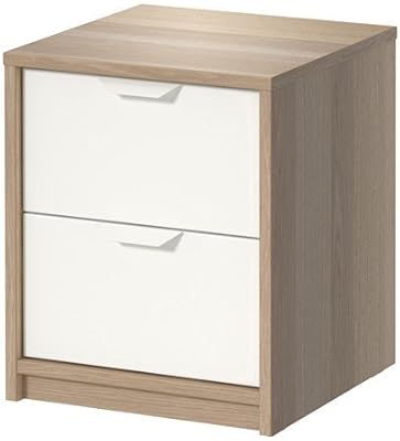 Ikea Nordli Chest Nightstand White Stained Oak Effect 2 Drawer
