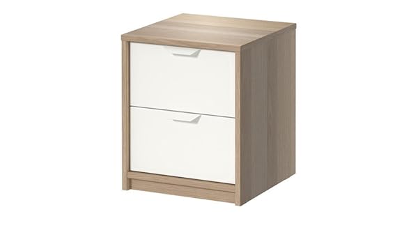 Ikea Nordli Chest Nightstand White Stained Oak Effect 2 Drawer